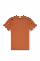 Diesel T-shirt with contrast trims and logo patch - T-Shirts Mens in Orange