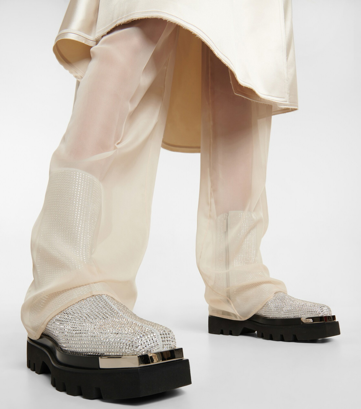 Peter Do - Crystal-embellished leather boots