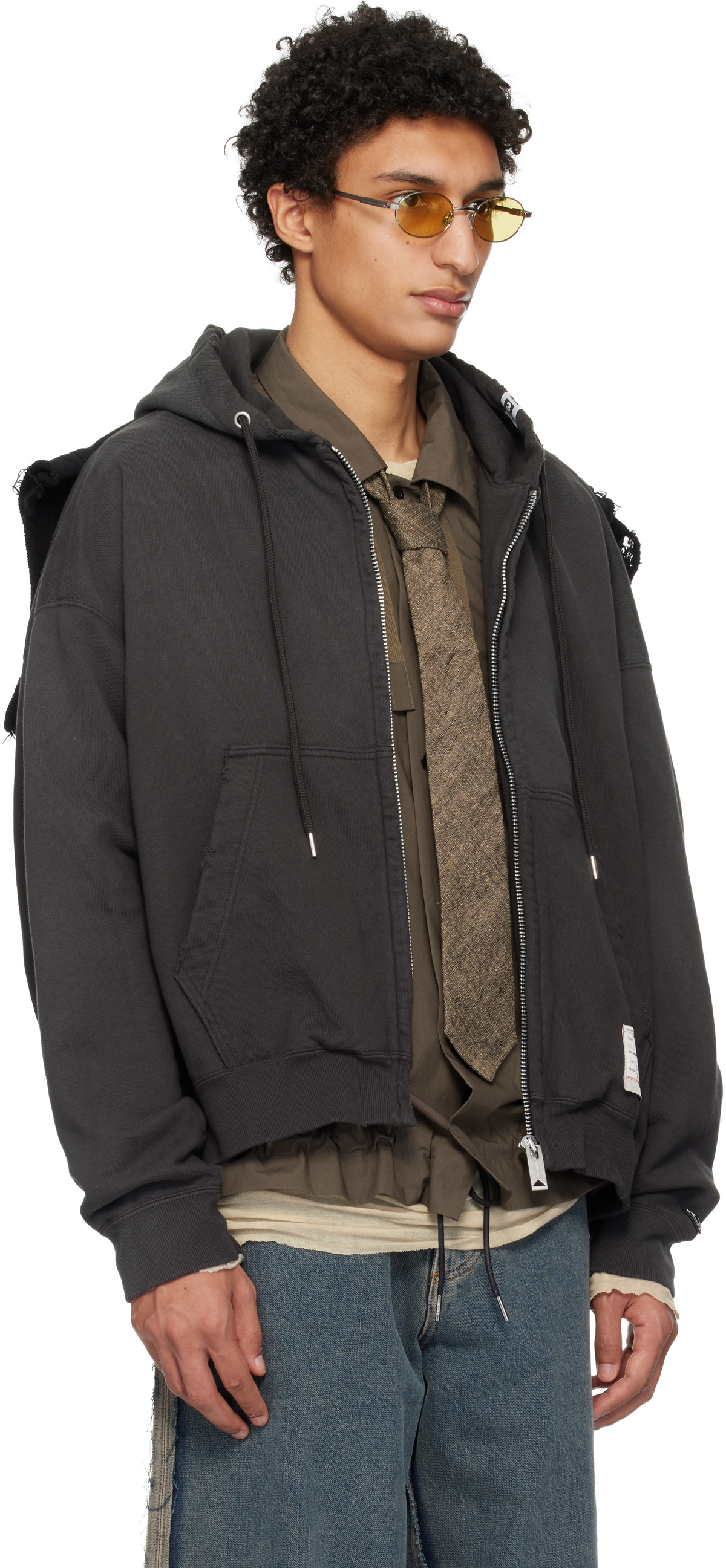 Maison MIHARA YASUHIRO Black Pullover Combined Hoodie