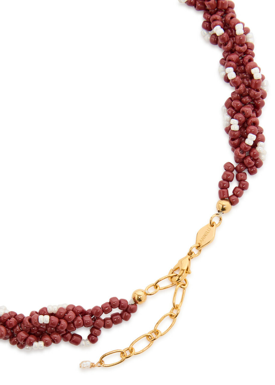 Anni LU Rodeo 18kt Gold-plated Beaded Necklace - Burgundy - One Size