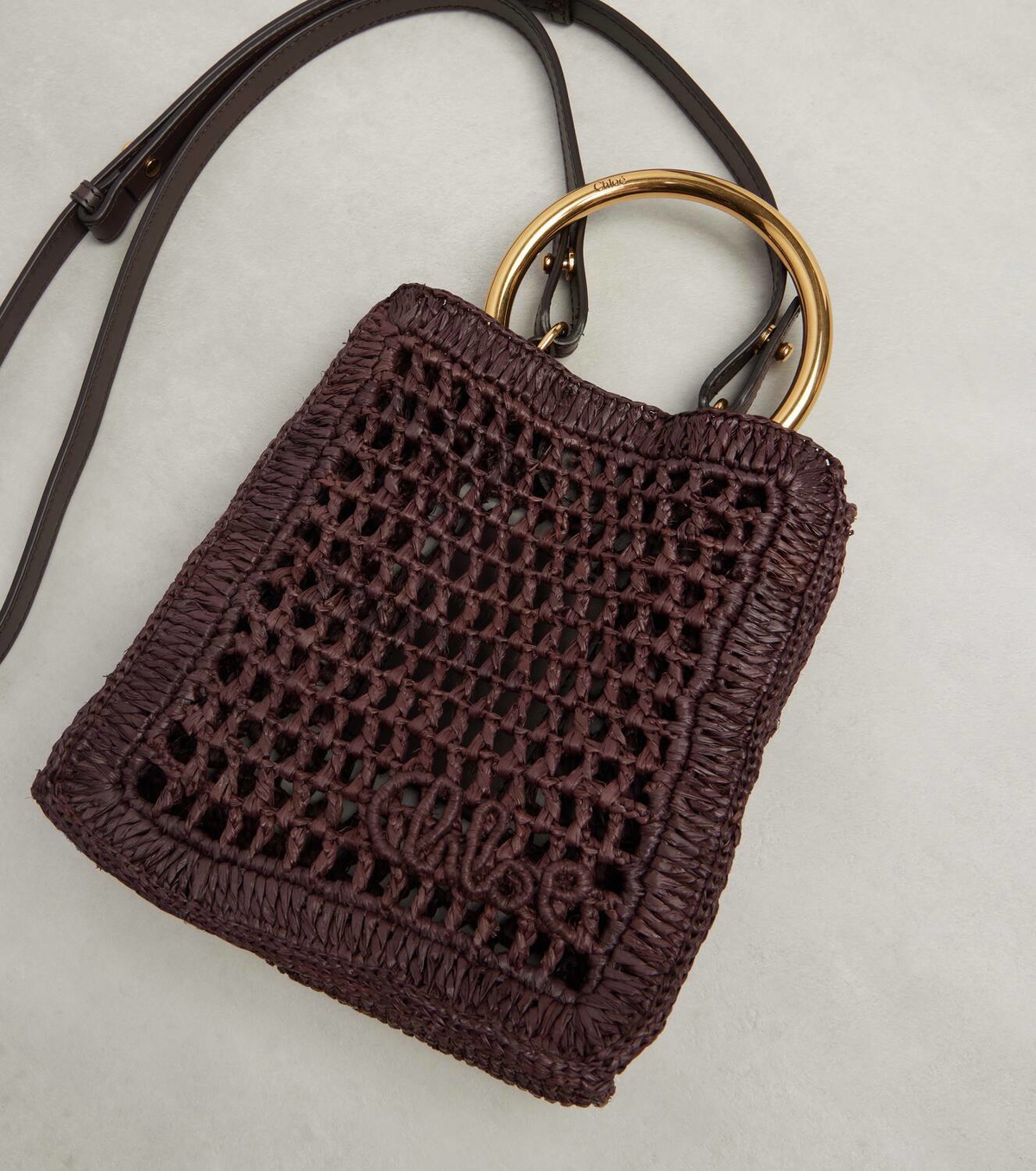 Chloé Summer Banana Mini raffia crossbody bag