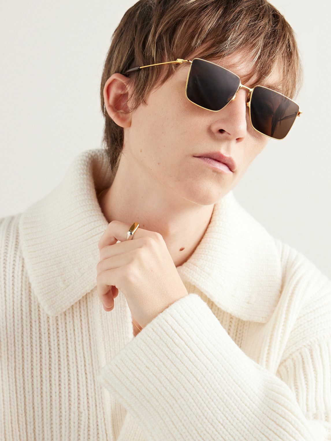 Bottega DFrame GoldTone Sunglasses Bottega