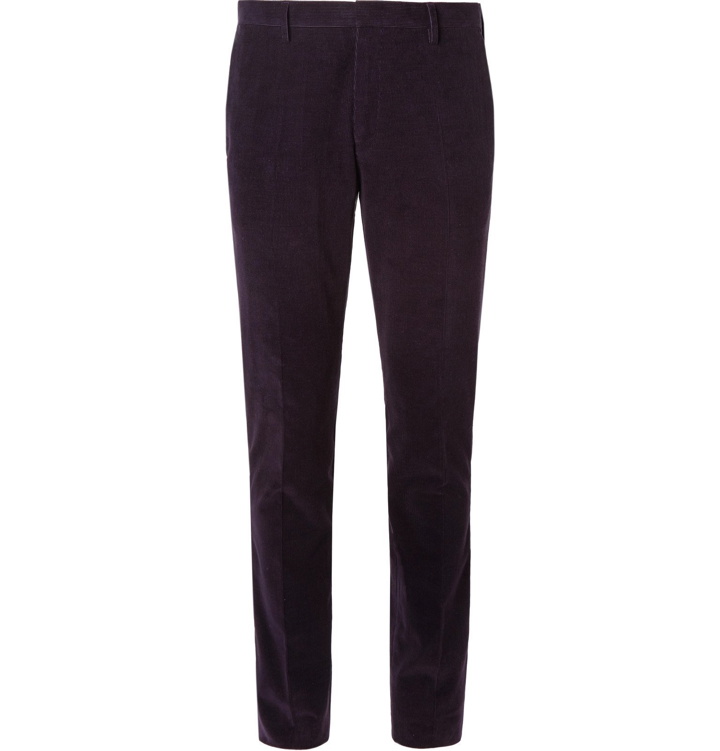 Photo: Paul Smith - Aubergine Slim-Fit Cotton and Cashmere-Blend Corduroy Suit Trousers - Purple
