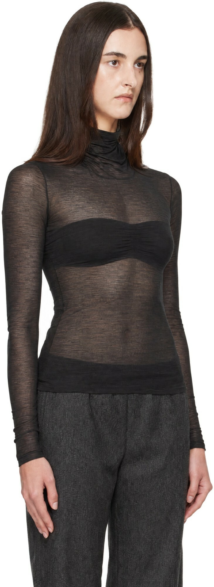 Victoria Beckham Black Draped Turtleneck