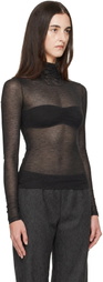 Victoria Beckham Black Draped Turtleneck
