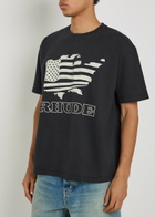 Rhude Banner Printed Cotton T-shirt Black