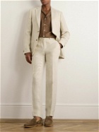 Mr P. - James Straight-Leg Linen-Twill Drawstring Suit Trousers - Neutrals