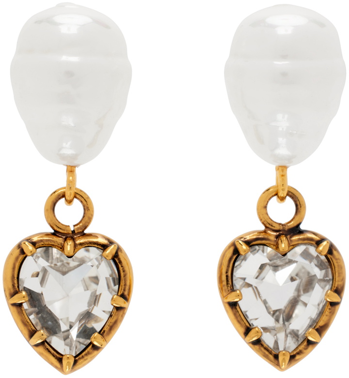 Photo: Erdem Gold Pearl & Heart Drop Earrings