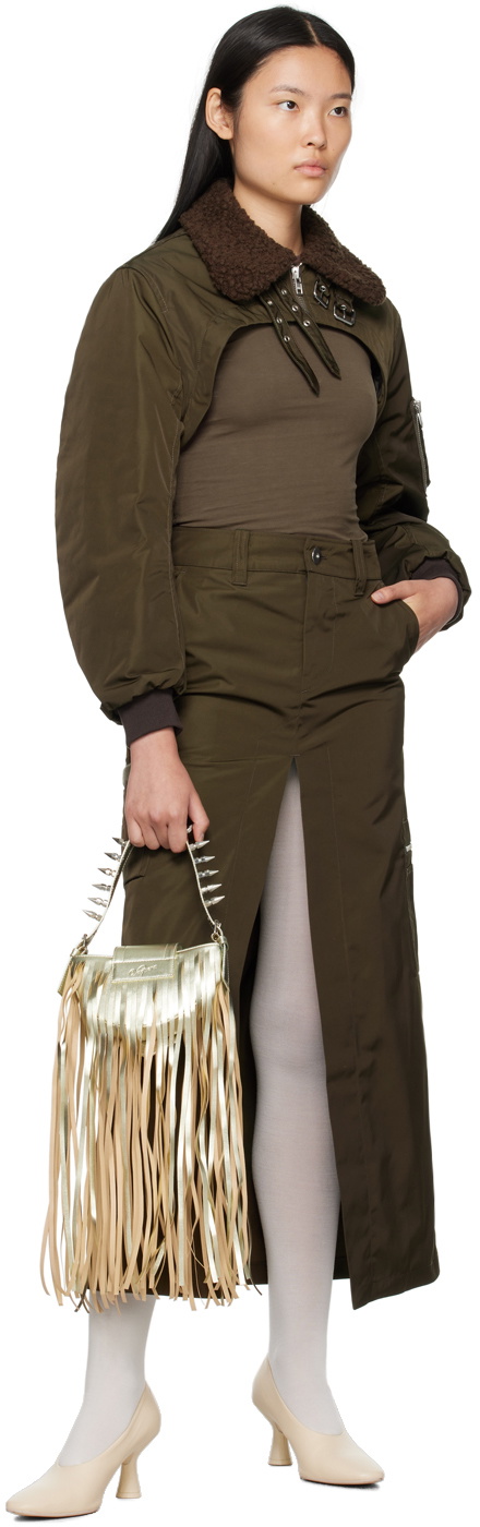 VAQUERA Khaki Cropped Bomber Jacket Vaquera