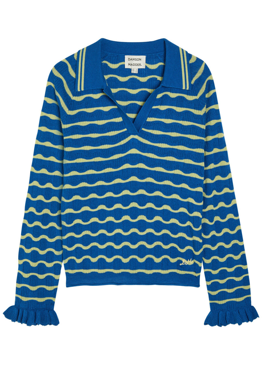 Damson Madder Silvia Cotton and Wool-blend Jumper Blue