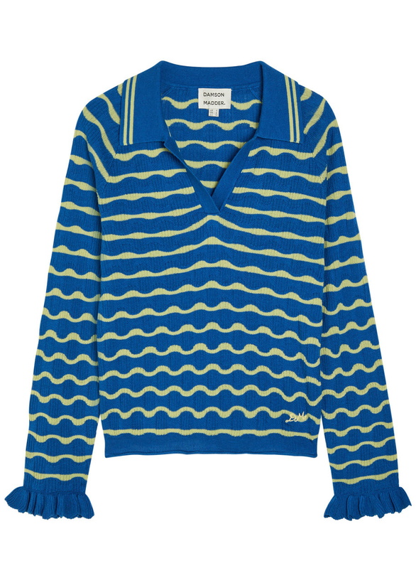 Photo: Damson Madder Silvia Cotton and Wool-blend Jumper Blue