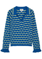 Damson Madder Silvia Cotton and Wool-blend Jumper Blue