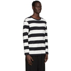 Yohji Yamamoto Black and White Striped Long Sleeve T-Shirt