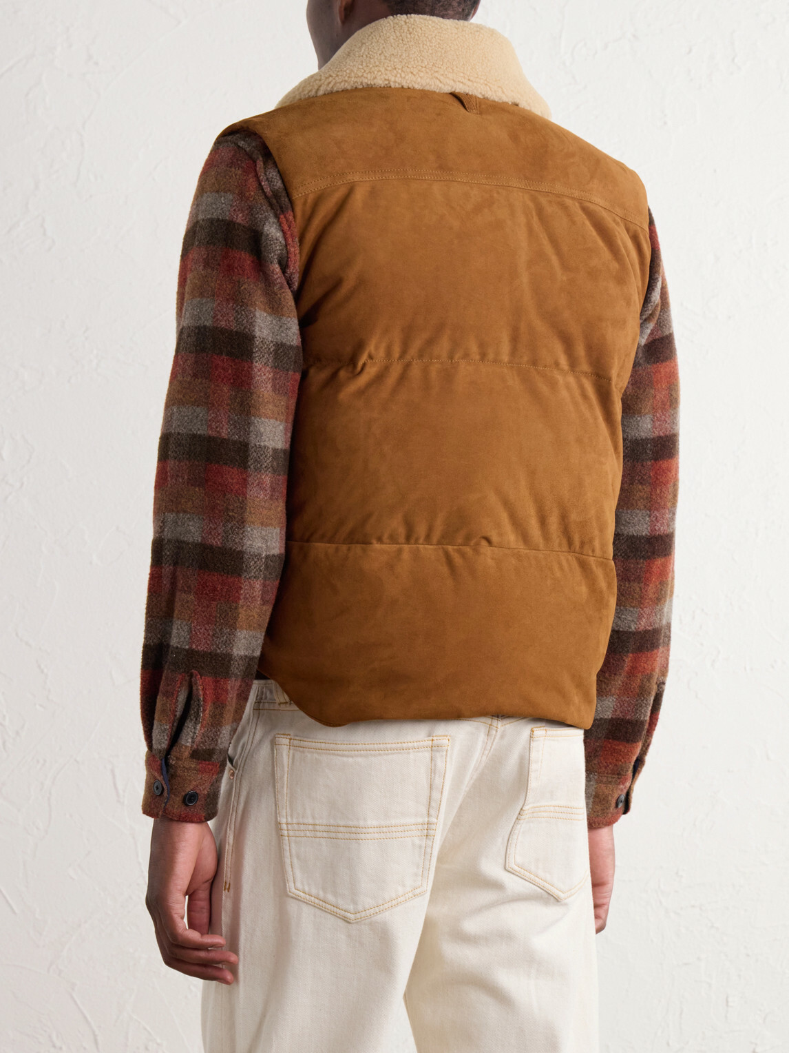 Valstar - Shearling-Trimmed Suede Down Gilet - Brown