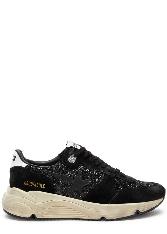 Photo: Golden Goose Running Sole Suede Sneakers Black And White