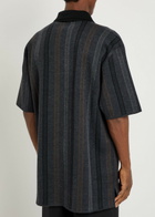 Calvin Klein Striped Wool Polo Shirt Black