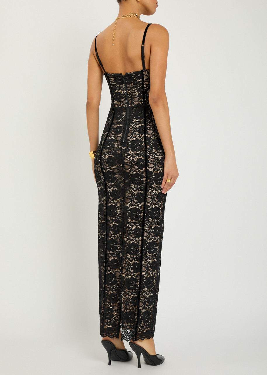 Alice + Olivia Carissa Floral-lace Maxi Dress Black