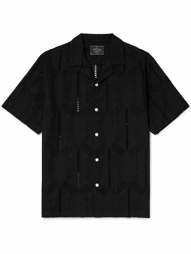 Photo: Portuguese Flannel - Camp-Collar Broderie Anglaise Cotton Shirt - Black
