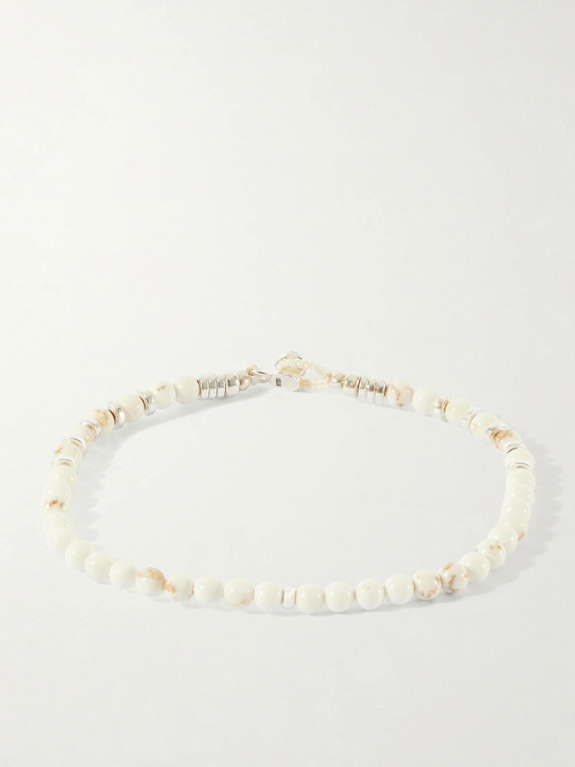 Mikia - Circle 4 Sterling Silver, Magnesite and Hematite Beaded Bracelet - White