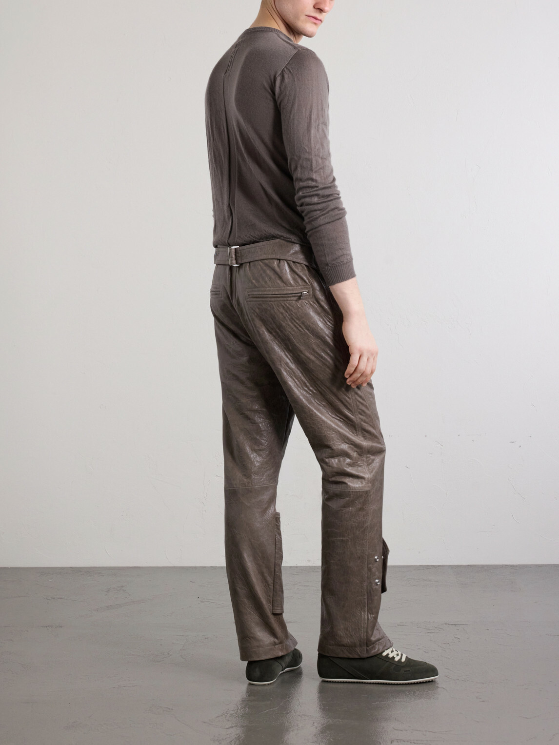 Rick Owens - Motopants Straight-Leg Panelled Leather Trousers - Brown