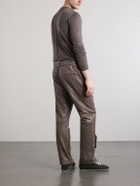 Rick Owens - Motopants Straight-Leg Panelled Leather Trousers - Brown