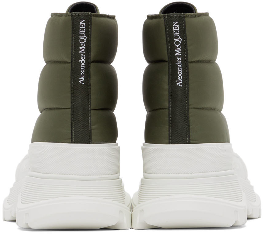 Alexander McQueen Khaki & White Tread Slick Boots
