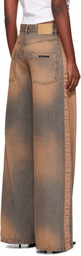 We11done Blue & Beige Side-Striped Jeans