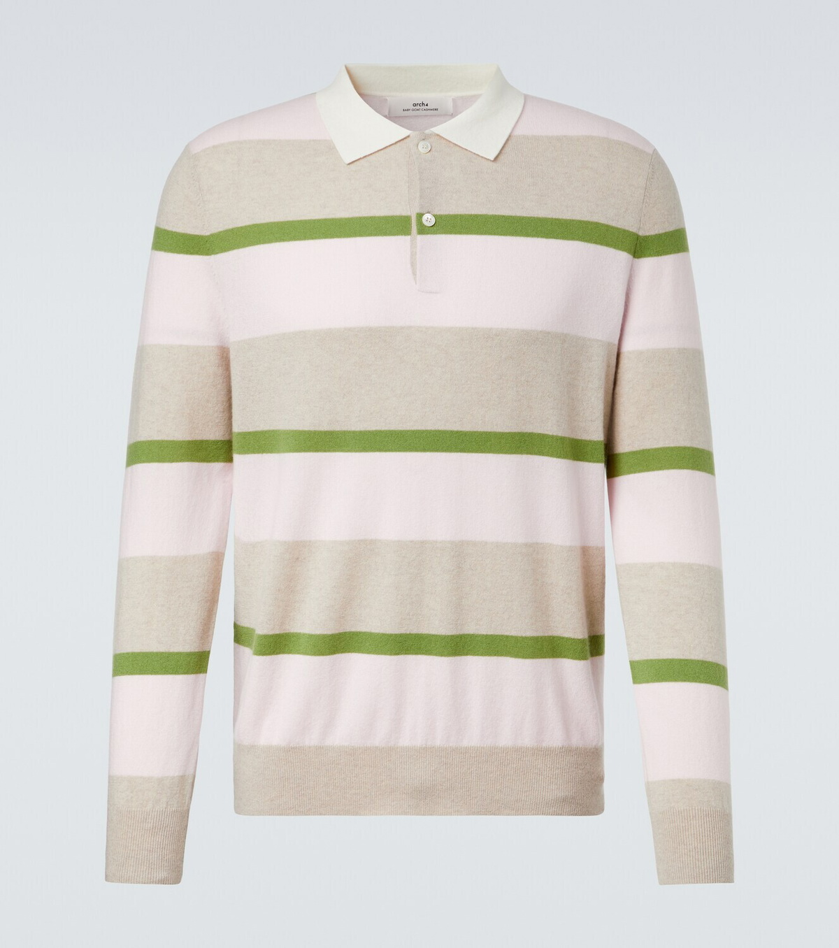 Arch4 Striped cashmere polo sweater