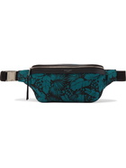 SAINT LAURENT - Leather-Trimmed Printed Canvas Belt Bag - Blue