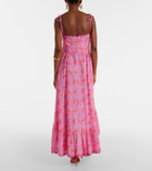 Juliet Dunn Asymmetric floral cotton midi dress