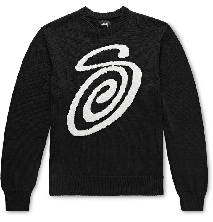 Photo: Stüssy - Logo-Intarsia Cotton Sweater - Black