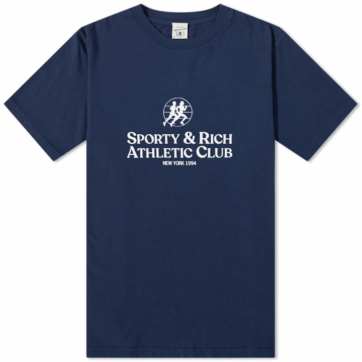 Photo: Sporty & Rich S&R Athletic Club T-Shirt in Navy/White