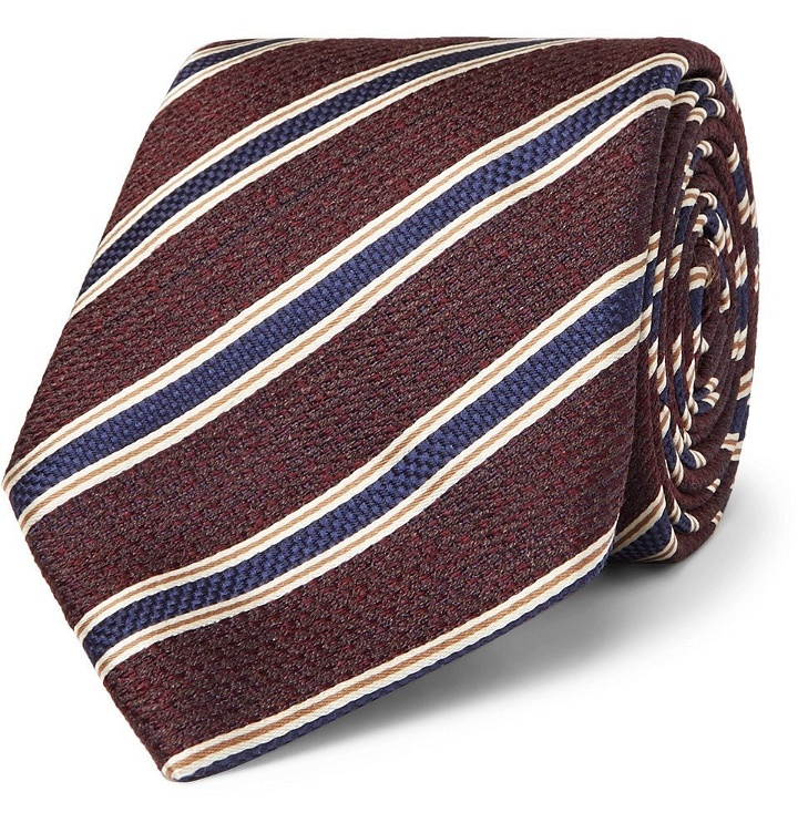 Photo: Canali - 8cm Striped Textured-Silk Tie - Men - Burgundy