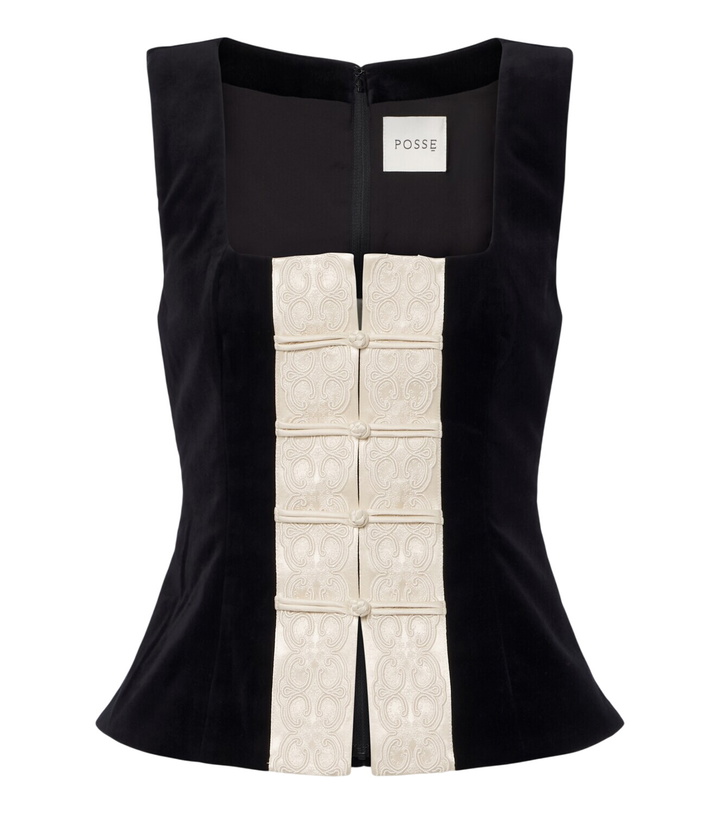 Photo: Posse Florian embroidered cotton velvet top