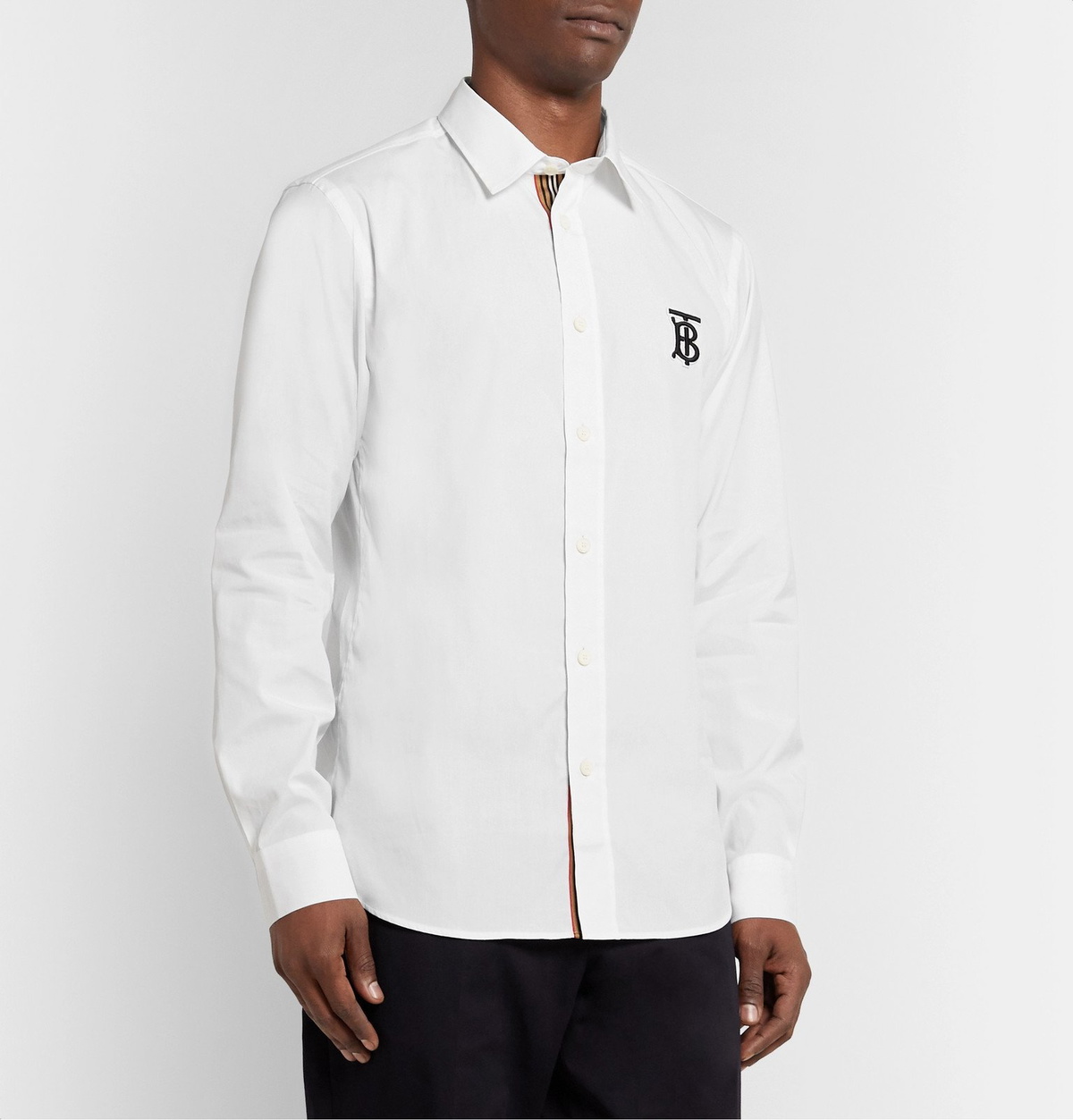 Burberry - Logo-Appliquéd Cotton-Blend Poplin Shirt - White Burberry