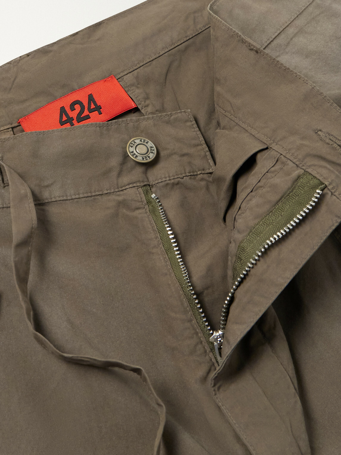 424 - Straight-Leg Cotton-Poplin Cargo Shorts - Green