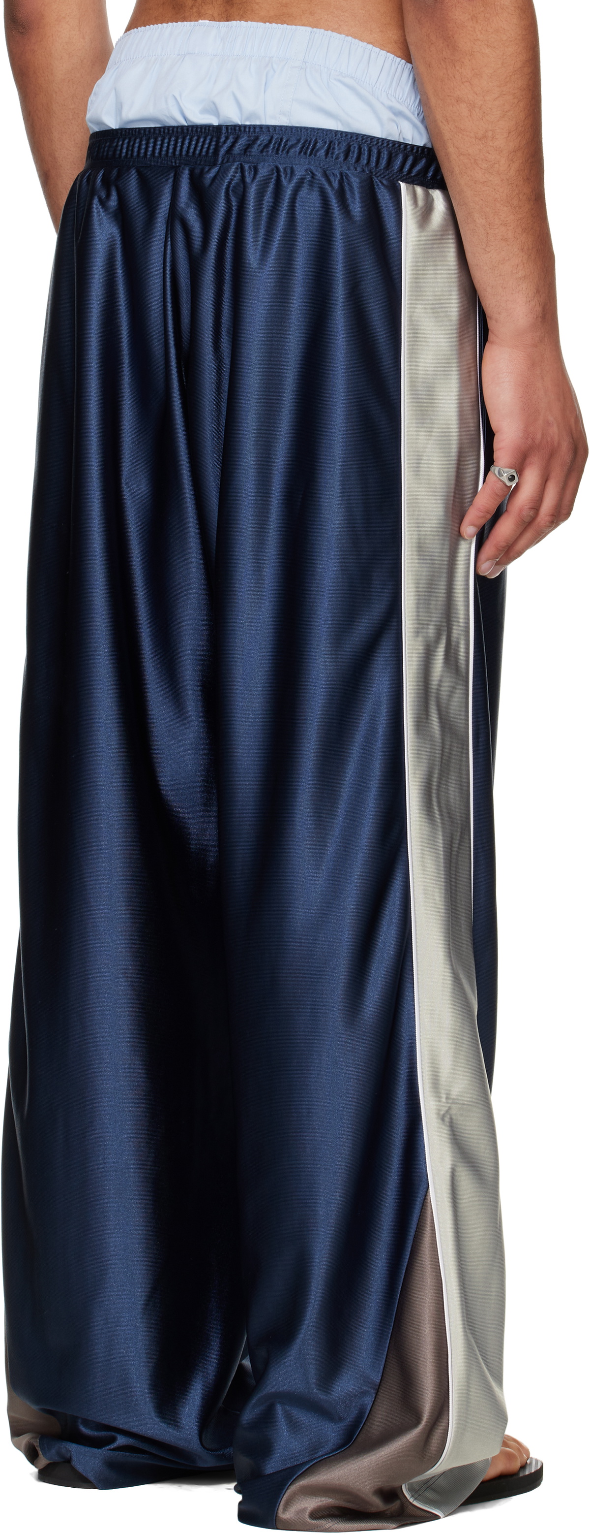 Raimundo Langlois Navy Satin Track Pants