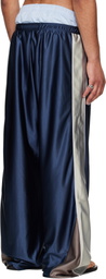Raimundo Langlois Navy Satin Track Pants