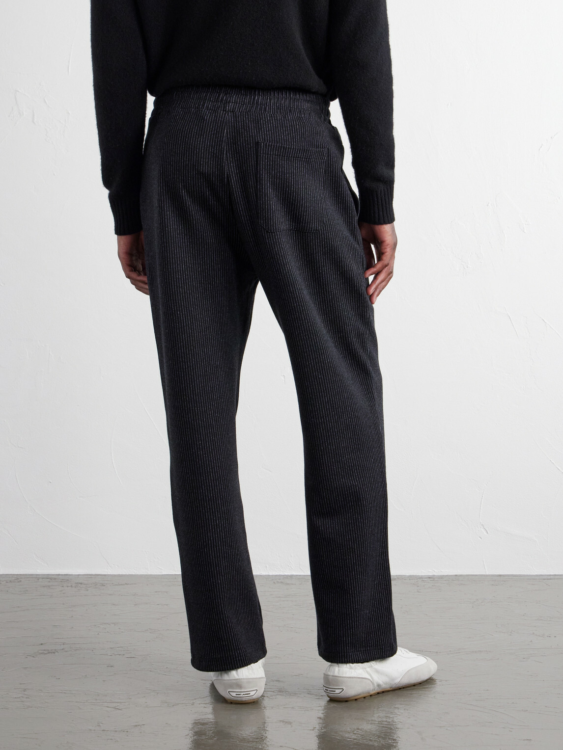 Mr P. - Straight-Leg Striped Cotton-Blend Jersey Sweatpants - Black