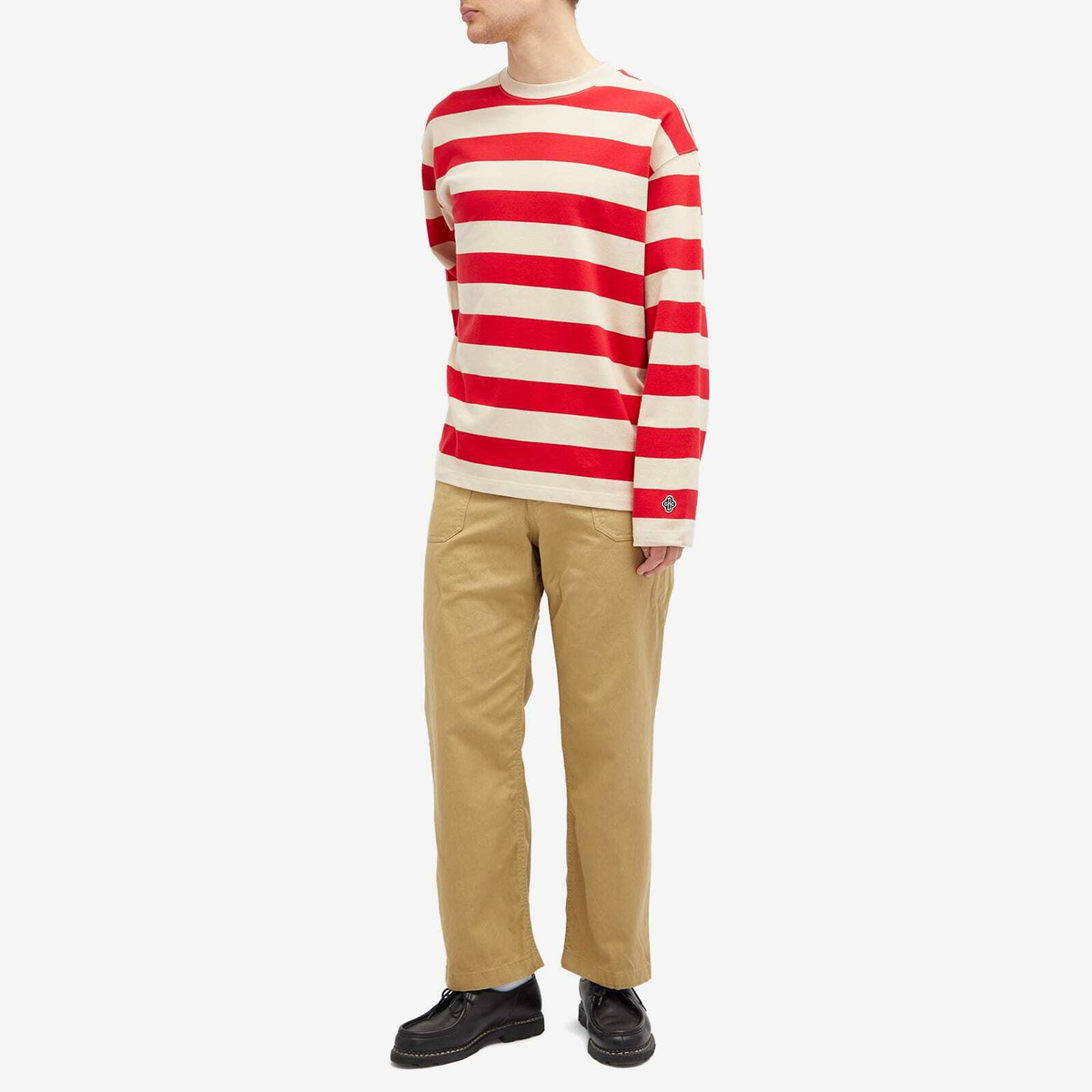 Uniform Bridge Men's Stripe Long Sleeve T-Shirt in Red