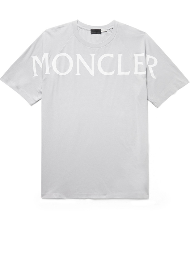 Photo: MONCLER - Logo-Print Cotton-Jersey T-Shirt - Gray