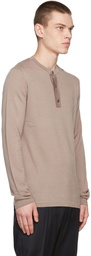 Brioni Beige Serafino Neck Henley