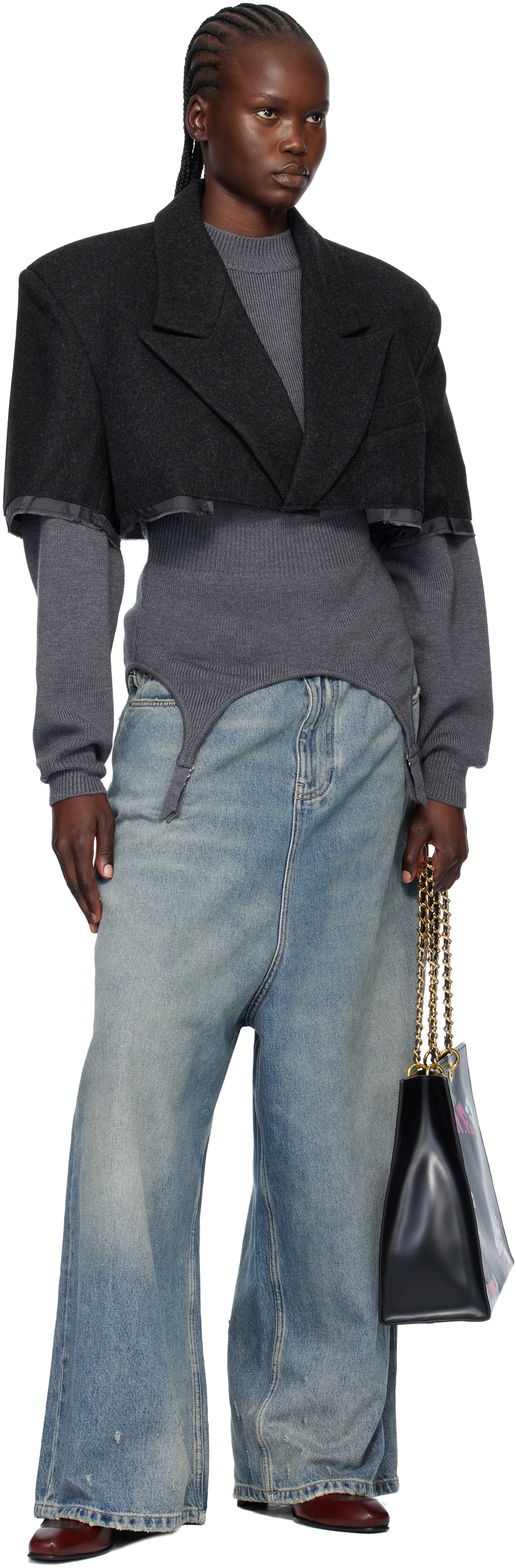 VAQUERA Gray Chopped Blazer