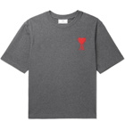 AMI - Logo-Appliquéd Cotton-Jersey T-Shirt - Gray