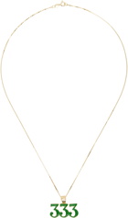 VEERT Gold & Green '333' Pendant Necklace