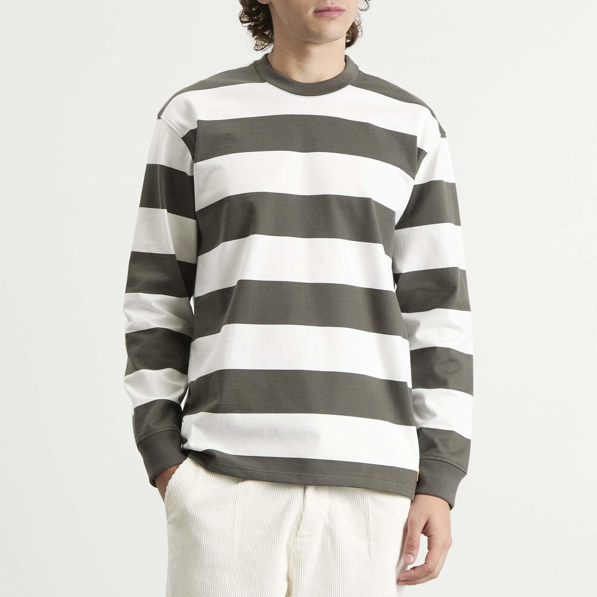 Armor-Lux Men's Long Sleeve Wide Stripe T-Shirt in Chimera/Milk