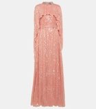 Erdem Sequined cape gown
