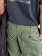 Hartford - Fatigue Straight-Leg Herringbone Cotton Trousers - Green