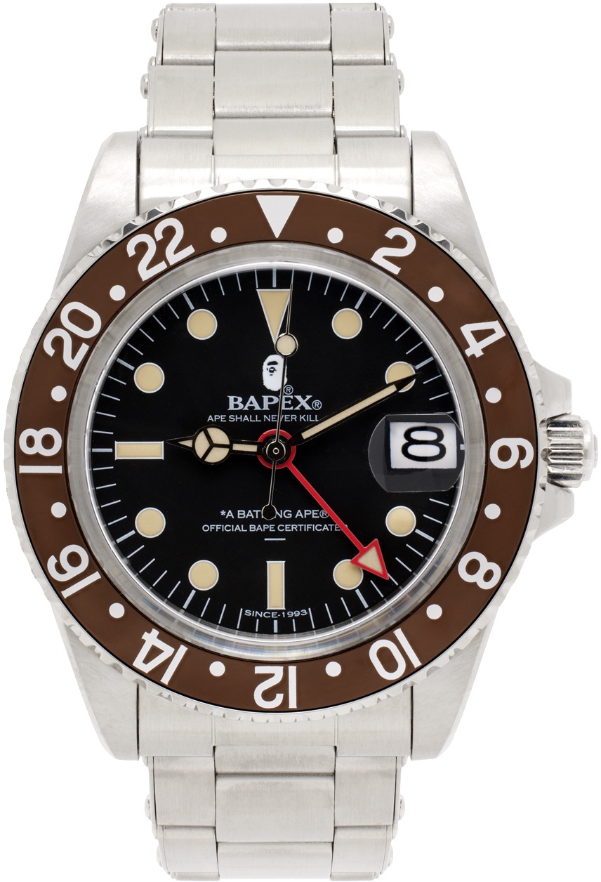 Photo: BAPE Silver & Brown Classic Type 2 Bapex Watch