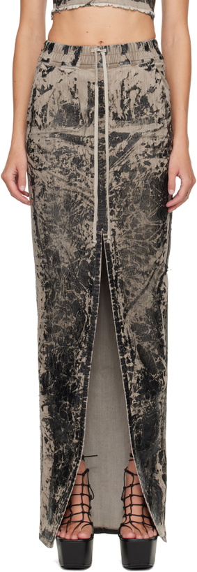 Photo: Rick Owens DRKSHDW Black & Gray Concordians Phleg Pillar Denim Maxi Skirt